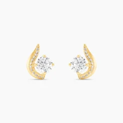 Boucles D'oreilles Puces Sevde Or Jaune Oxyde De Zirconium