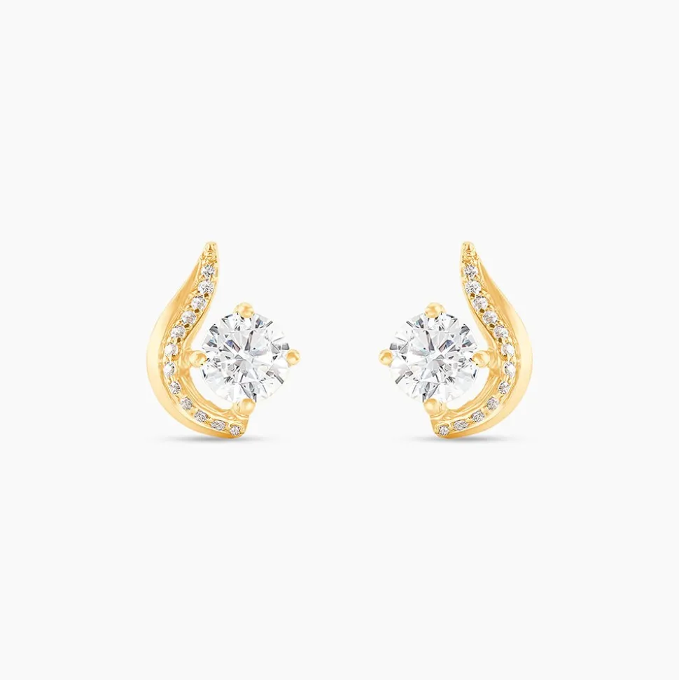 Boucles D'oreilles Puces Sevde Or Jaune Oxyde De Zirconium