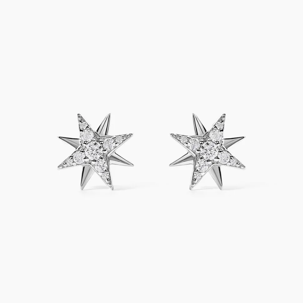 Boucles D'oreilles Puces Shanis Argent Blanc Oxyde De Zirconium