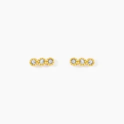 Boucles D'Oreilles Puces Sheima Acier Jaune Cristal