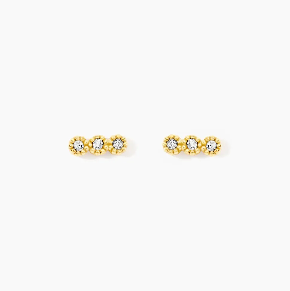Boucles D'Oreilles Puces Sheima Acier Jaune Cristal
