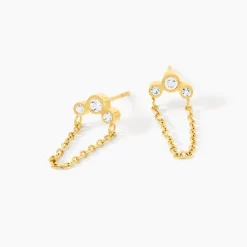 Boucles D'Oreilles Puces Sheima Acier Jaune Cristal|Marc Orian New
