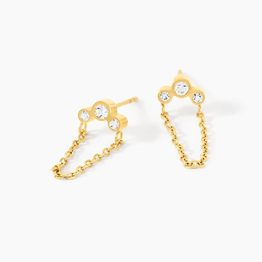 Boucles D'Oreilles Puces Sheima Acier Jaune Cristal|Marc Orian New