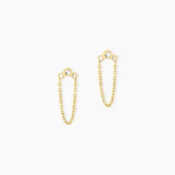 Boucles D'Oreilles Puces Sheima Acier Jaune Cristal|Marc Orian New