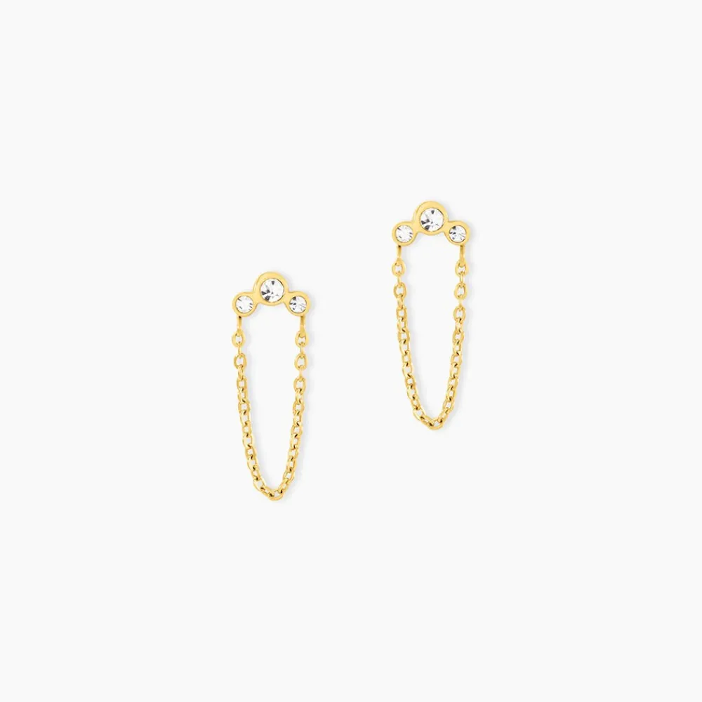 Boucles D'Oreilles Puces Sheima Acier Jaune Cristal|Marc Orian New