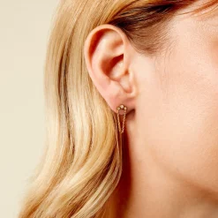 Boucles D'Oreilles Puces Sheima Acier Jaune Cristal|Marc Orian New