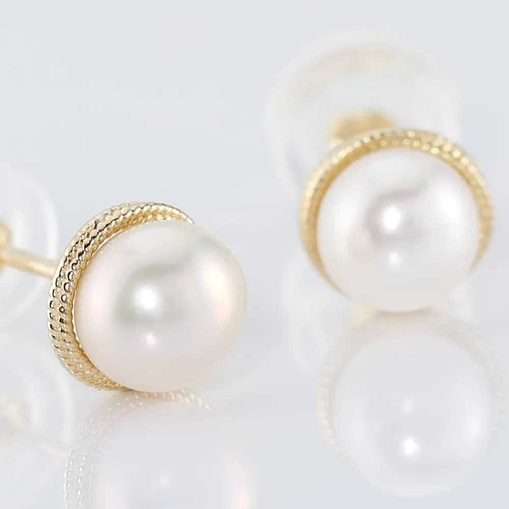 Boucles D'oreilles Puces Siera Or Jaune Perle De Culture|Marc Orian Hot