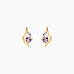 Boucles D'oreilles Puces Silucia Or Jaune Améthyste Oxyde De Zirconium|Marc Orian Hot