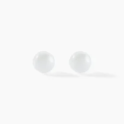 Boucles D'oreilles Puces Solene Argent Blanc Céramique