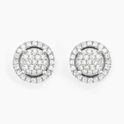 Boucles D'oreilles Puces Soleil D'hiver Or Blanc Diamant