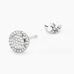 Boucles D'oreilles Puces Soleil D'hiver Or Blanc Diamant