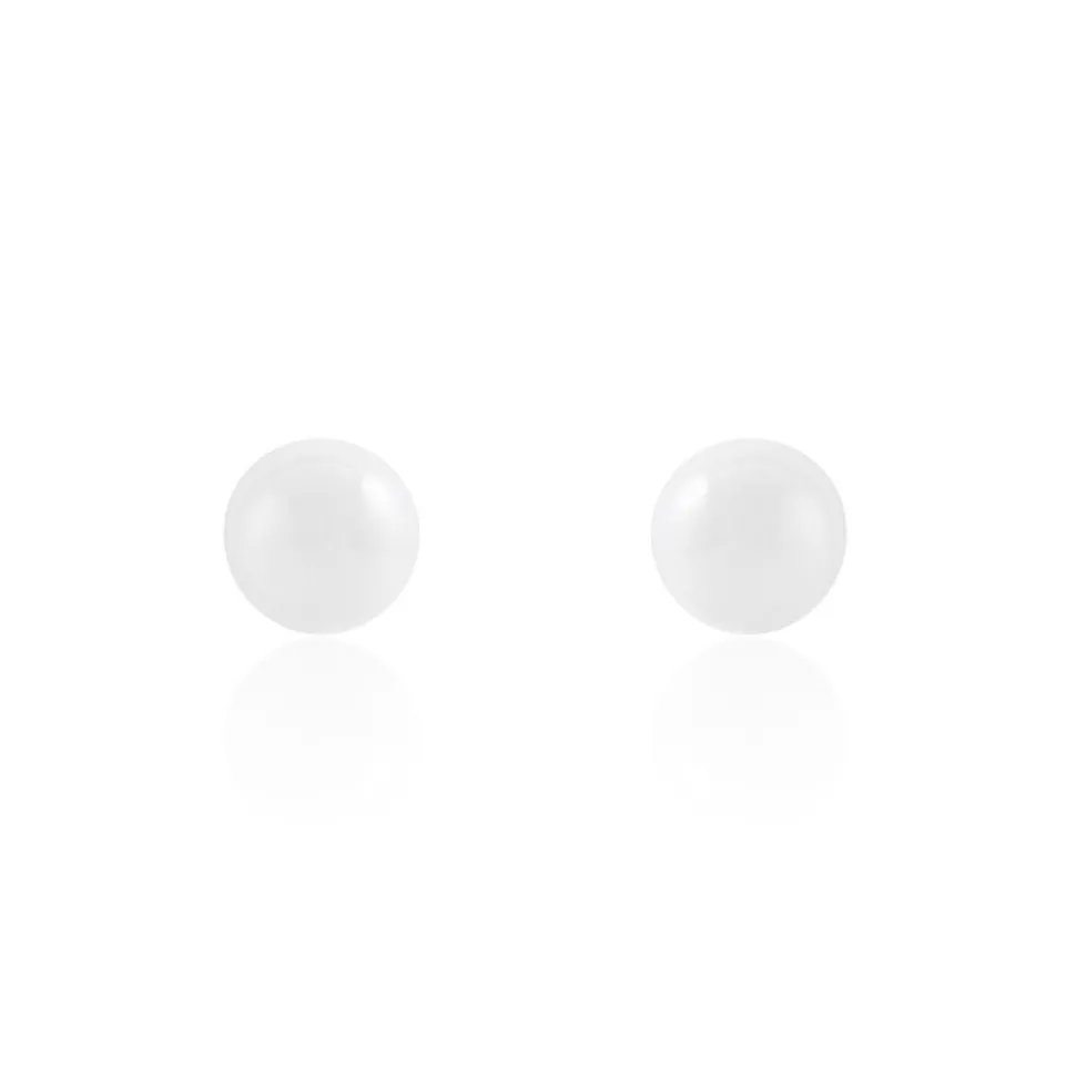 Boucles D'oreilles Puces Solene Argent Blanc Céramique