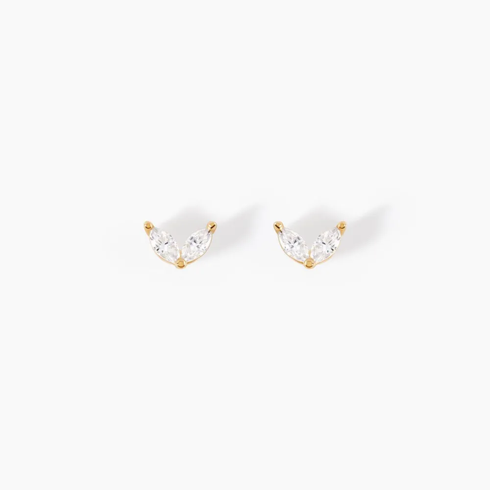 Boucles D'Oreilles Puces Solvej Or Jaune Oxyde De Zirconium|Marc Orian Hot