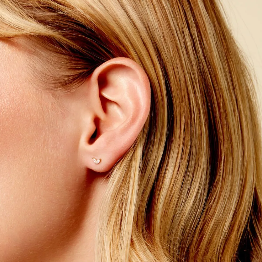 Boucles D'Oreilles Puces Solvej Or Jaune Oxyde De Zirconium|Marc Orian Hot
