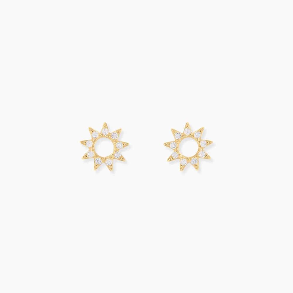 Boucles D'Oreilles Puces Sosimo Or Jaune Oxyde De Zirconium|Marc Orian Online