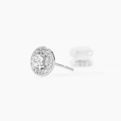 Boucles D'oreilles Puces Star Or Blanc Oxyde De Zirconium