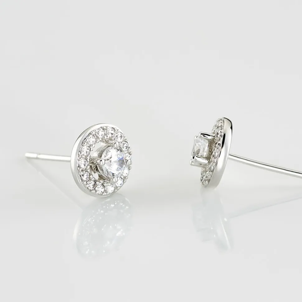 Boucles D'oreilles Puces Star Or Blanc Oxyde De Zirconium