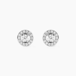 Boucles D'oreilles Puces Star Or Blanc Oxyde De Zirconium