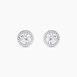 Boucles D'oreilles Puces Stelila Or Blanc Oxyde De Zirconium
