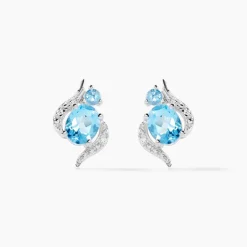 Boucles D'oreilles Puces Sunset Or Blanc Topaze Oxyde