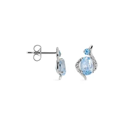 Boucles D'oreilles Puces Sunset Or Blanc Topaze Et Diamant|Marc Orian Hot