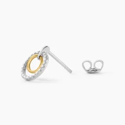 Boucles D'oreilles Puces Swane Or Jaune Argent Blanc Oxyde De Zirconium|Marc Orian Online