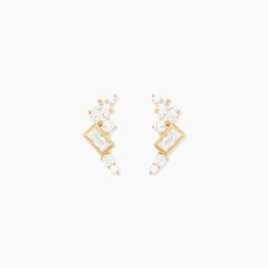 Boucles D'Oreilles Puces Sya Plaqué Or Jaune Oxyde De Zirconium|Marc Orian Best