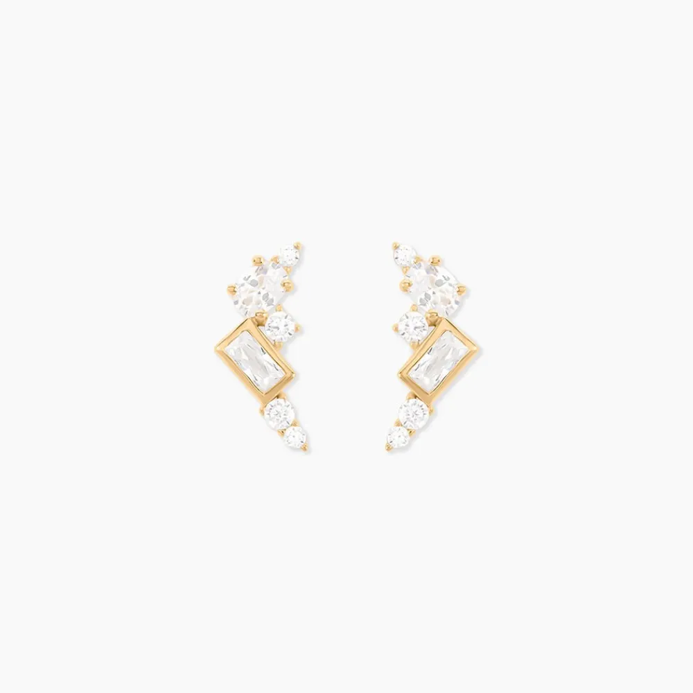 Boucles D'Oreilles Puces Sya Plaqué Or Jaune Oxyde De Zirconium|Marc Orian Best