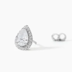 Boucles D'oreilles Puces Sylla Argent Blanc Oxyde De Zirconium