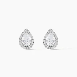 Boucles D'oreilles Puces Sylla Argent Blanc Oxyde De Zirconium