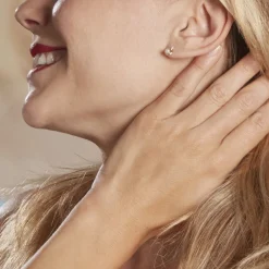 Boucles D'oreilles Puces Tahyssae Or Jaune Perle De Culture Et Oxyde|Marc Orian Outlet