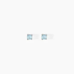 Boucles D'oreilles Puces Tehora Argent Blanc Verre