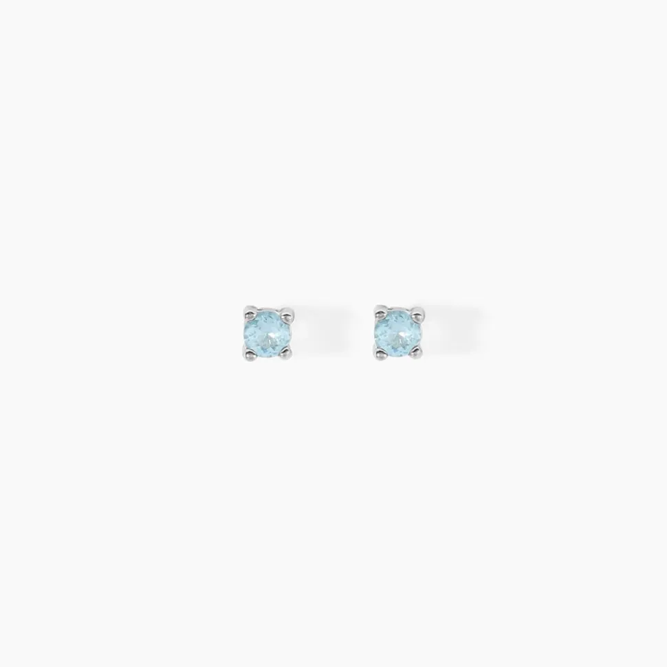 Boucles D'oreilles Puces Tehora Argent Blanc Verre