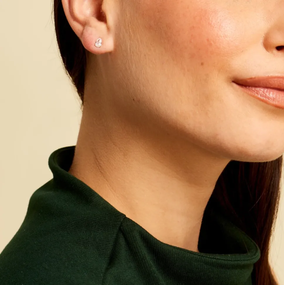 Boucles D'oreilles Puces Tierra Or Jaune Oxyde De Zirconium