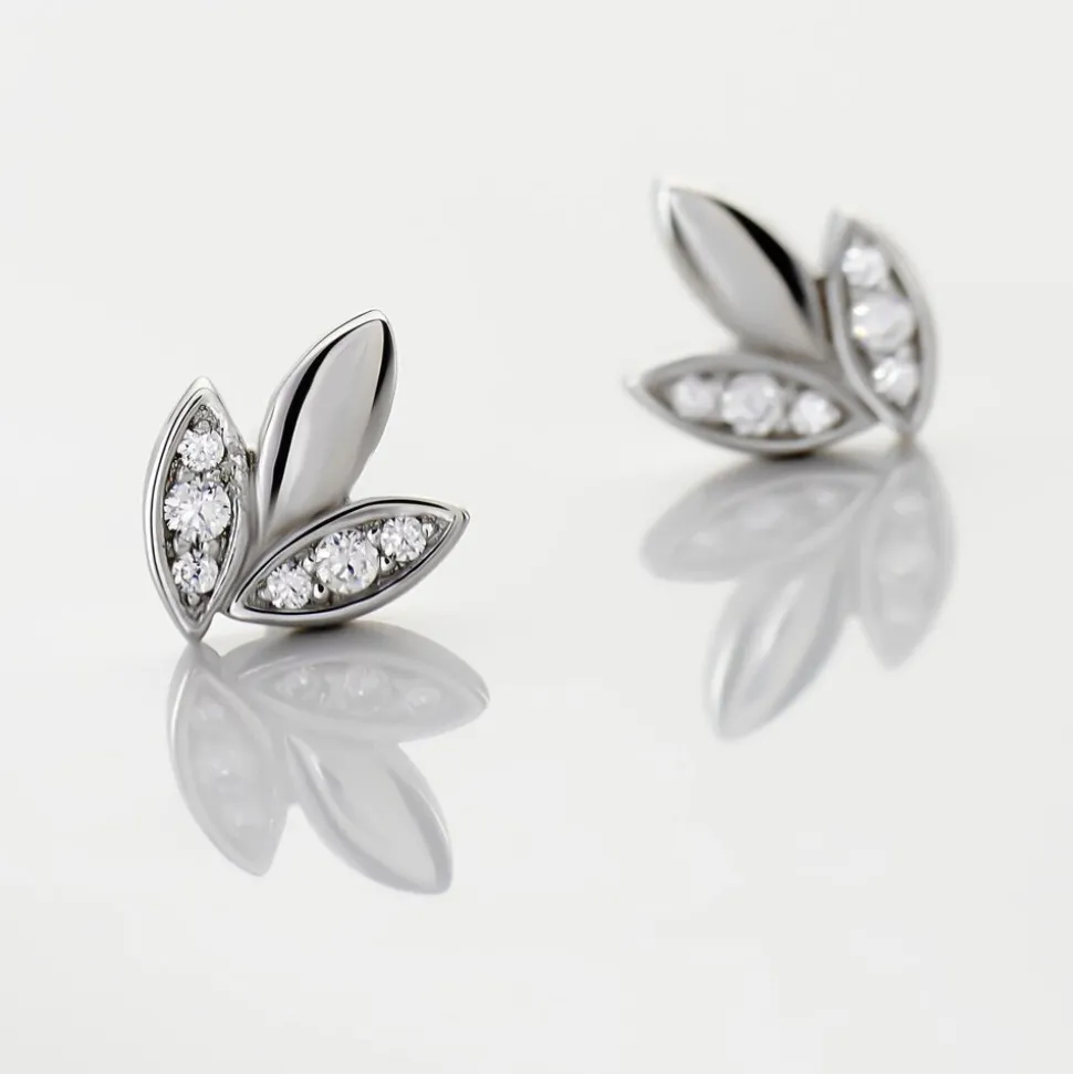 Boucles D'oreilles Puces Tihana Argent Blanc Oxyde De Zirconium