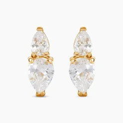 Boucles D'oreilles Puces Timeus Or Jaune Oxyde De Zirconium