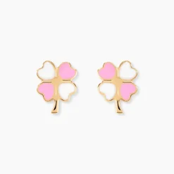 Boucles D'oreilles Puces Trefle Email Or Jaune|Marc Orian