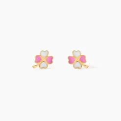 Boucles D'oreilles Puces Trefle Email Or Jaune|Marc Orian Outlet