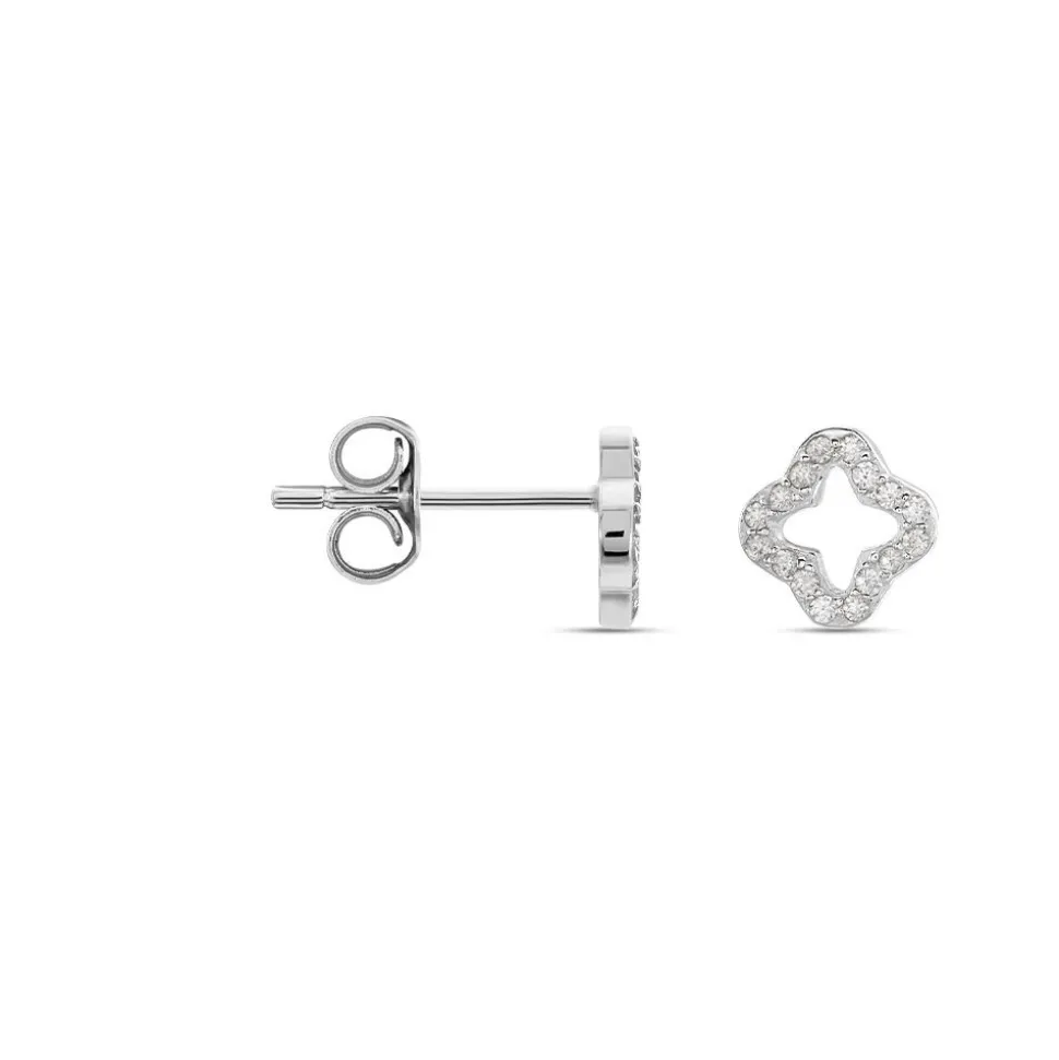 Boucles D'oreilles Puces Tully Argent Blanc Oxyde De Zirconium