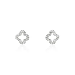 Boucles D'oreilles Puces Tully Argent Blanc Oxyde De Zirconium