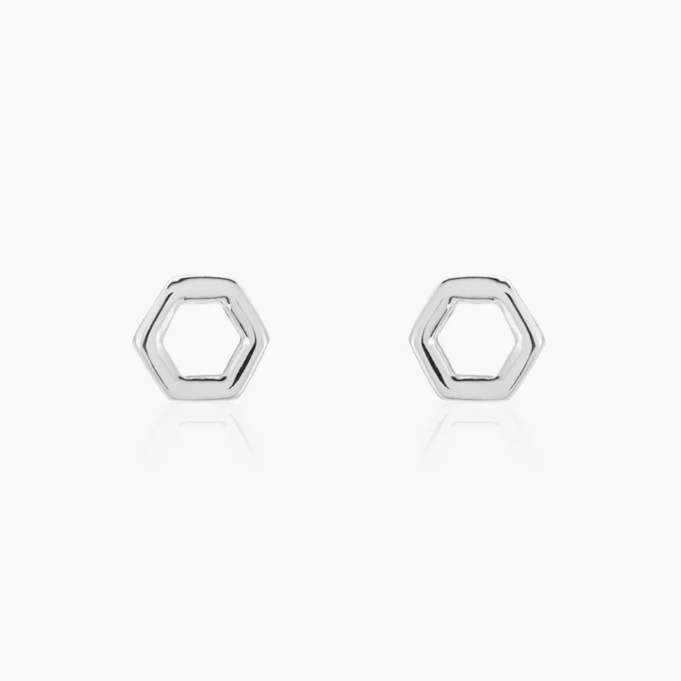Boucles D'oreilles Puces Ulima Argent Blanc
