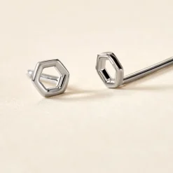Boucles D'oreilles Puces Ulima Argent Blanc