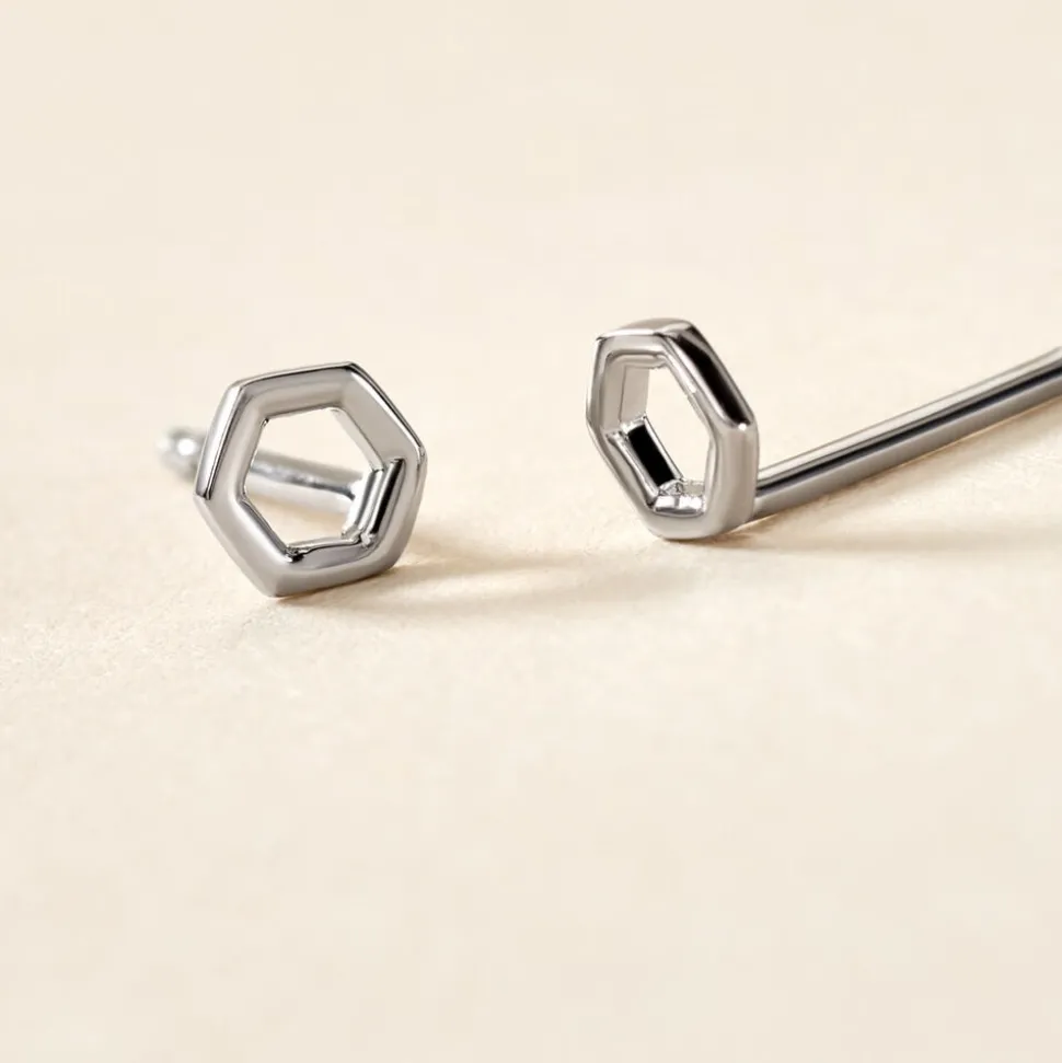 Boucles D'oreilles Puces Ulima Argent Blanc