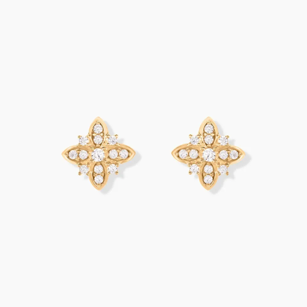 Boucles D'oreilles Puces Vaiana Plaqué Or Jaune Oxyde De Zirconium|Marc Orian Online