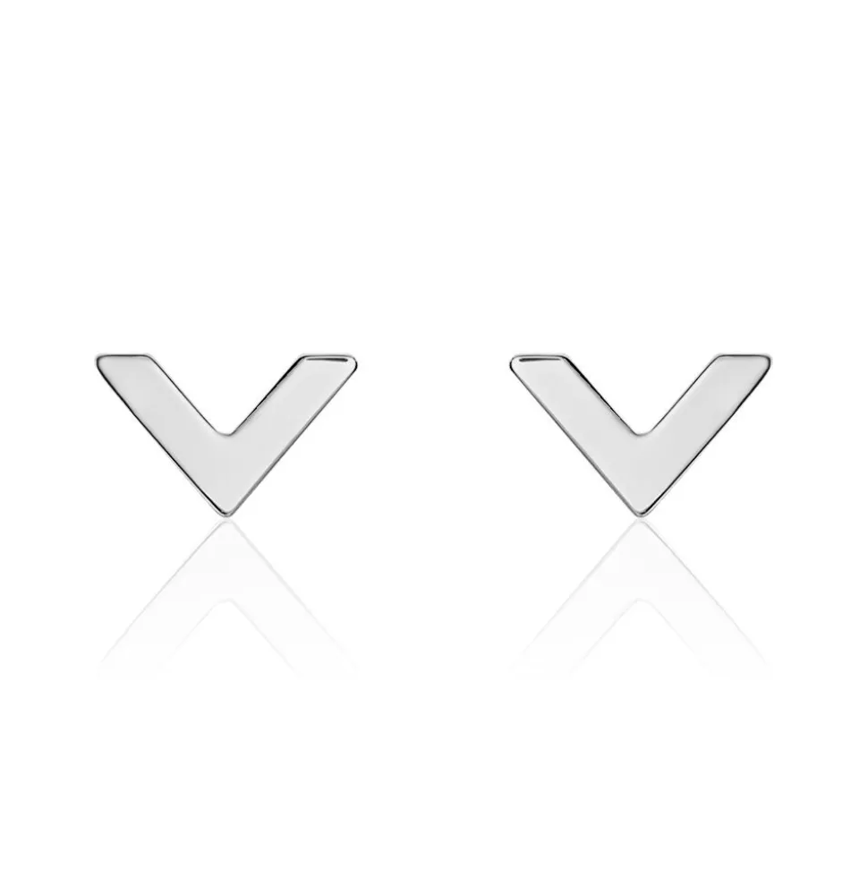 Boucles D'oreilles Puces Veroniica Argent Blanc