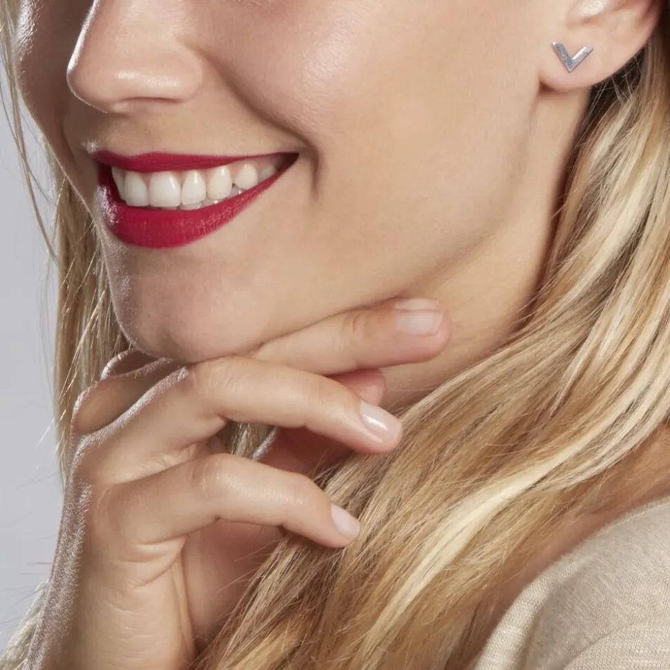 Boucles D'oreilles Puces Veroniica Argent Blanc