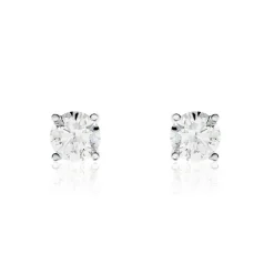 Boucles D'oreilles Puces Victoria Or Blanc Diamant