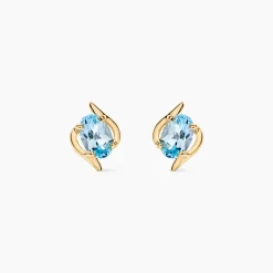 Boucles D'oreilles Puces Vrille Ovale Or Jaune Topaze