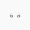 Boucles D'oreilles Puces Vrille Accompagnee Or Blanc Diamant