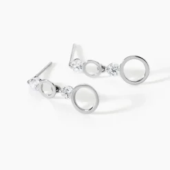 Boucles D'oreilles Puces Wynona Or Blanc Oxyde